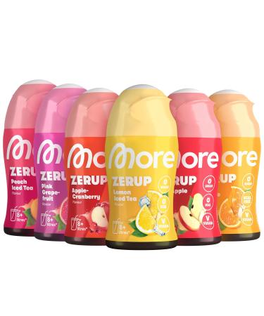 More Zerup Mixed 6 Series Bundle 6 x 65 ml different varieties for up to 48 l finished drink sugar -free syrup with real fruit extracts vegan zero calories - made in Germany mixed (65.00 ml (6 Pack)