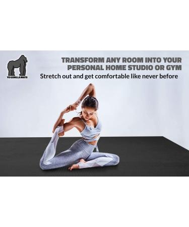 Gorilla Mats Premium Large Yoga Mat 6' x 4' x 8mm - Non-Toxic, Non-Slip Barefoot Exercise Mat for Home Workouts - Onyx Black/Grey - Buy Online on GoSupps.com