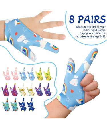 16 Pcs Kids Thumb Sucking Gloves - Breathable Thumb Guard for Nail Biting - Cute Finger Stopper - 8 Styles Available - Ages 3-6 Years - Buy Online on GoSupps.com