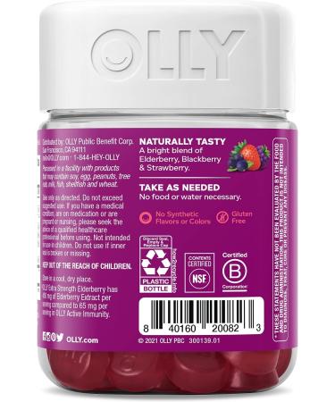OLLY Extra Strength Elderberry Gummies - Immune Support with 450mg Elderberry, Vitamin C, D, and Zinc - Berry Flavor - 60 Count Pack - Buy Online on GoSupps.com