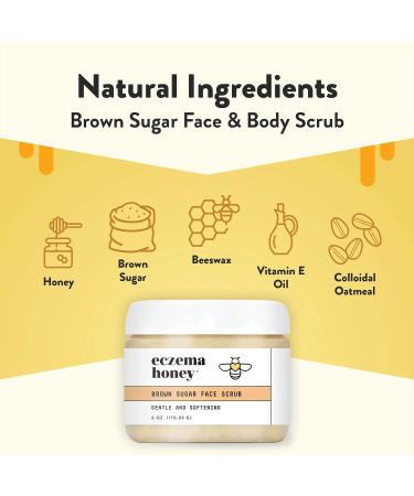 ECZEMA HONEY Brown Sugar Scrub - Natural Face & Body Exfoliator for Dry Skin Gentle Eczema Relief 6 Oz - Ideal Body Care for Sensitive Skin - Unisex Skin Care - Buy Online on GoSupps.com