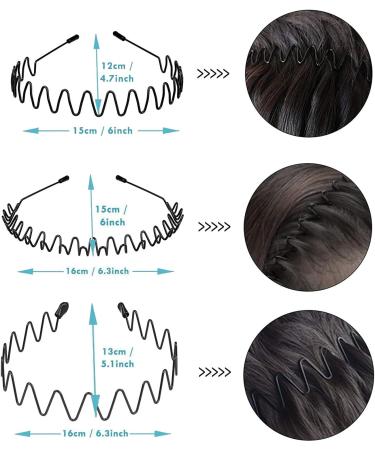 Men's Black Metal Headband Set - Non-slip Hair Bands for Sports, Weddings & Daily Wear (3pcs) - Buy Online on GoSupps.com