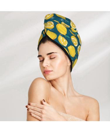 Hair Towel Wrap - Quick Drying Turban with Button | Lemon Hair Drying Towel for Fast Results - Buy Online on GoSupps.com