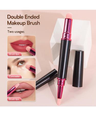 Lipstick Brush Round Head Lipstick Blending Brush Double Ended Retractable Lip Brush Portable Lipstick Lip Gloss Brush Concealer Makeup Tool Round and Flat Blending Makeup Brush With Lid - Buy Online on GoSupps.com