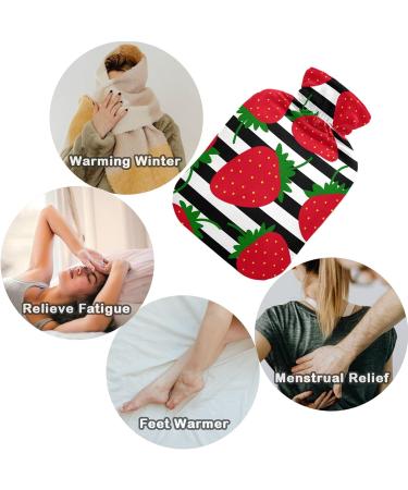 Shop Naanle Striped Strawberry Heat Bottle - 1L Transparent Hot Water Bottle for Bed Hand & Foot Warmer Pain Relief & Heat Therapy | International Shipping Available - Buy Online on GoSupps.com
