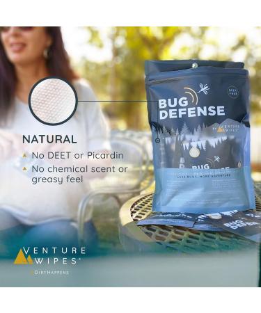 Venture Wipes Natural Mosquito Repellent Wipes - DEET-Free Travel-Friendly Insect Repellent with Citronella Peppermint & Rosemary - 15 Count Bag - Buy Online on GoSupps.com
