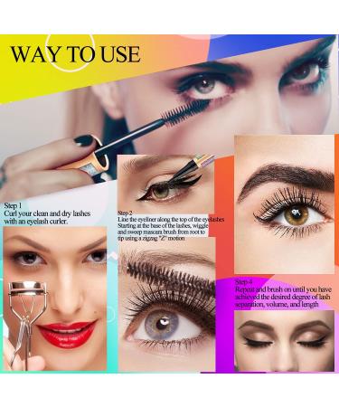 SENANA MARINA 4D Silk Fiber Lash Mascara & Eyeliner Set - Black Liquid Eyeliner Pencil/Waterproof Mascara for Volume and Length - No Clumping - Buy Online on GoSupps.com