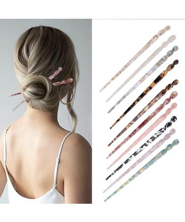 10 Pieces Leopard Print Acetate Hair Sticks - Vintage Styling for Women - Tortoise Shell Hairpins - Long Hair Accessories with Flannelette Bag - Buy Online on GoSupps.com