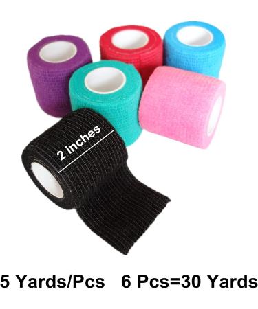 Baisunt 6 Pack 2 Cohesive Bandage Self Adhesive Wrap - 5 Yards, Multi Colors | Elastic & Breathable Self Stick Tape for Wrist, Ankle, Sports, Tattoo Wrap - Buy Online on GoSupps.com