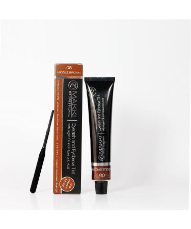 Makki 05 Middle Brown Makki Intensive Professional Eyelash and Eyebrow Tint with Argan Oil and Huauronic Acid 22 ml
