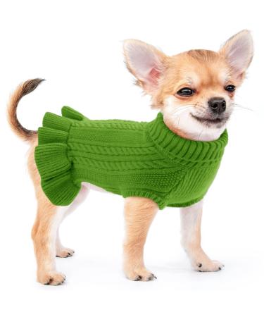 Dog sweater vest warm coat turtleneck dog cat sweater dress pet dog dress sweater warm winter knitting sweater for medium -sized dogs chihuahua yorkies green l l green green