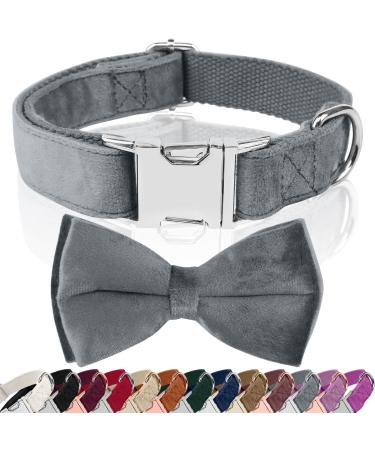 Asvin dog collar velvety with removable dog flying soft and comfortable dog collar multi -color velvety dog collar for weddings birthdays parties etc. XL gray - Buy Online on GoSupps.com