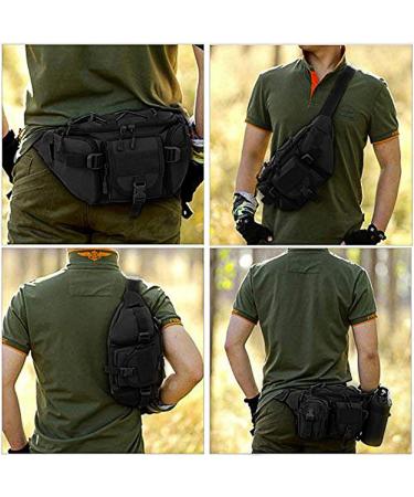 Huntvp Tactical Belt Bag | Water-Repellent Hip Bag for Outdoor Activities | Perfect for Running Hiking Cycling & Camping | Black - L - Buy Online on GoSupps.com