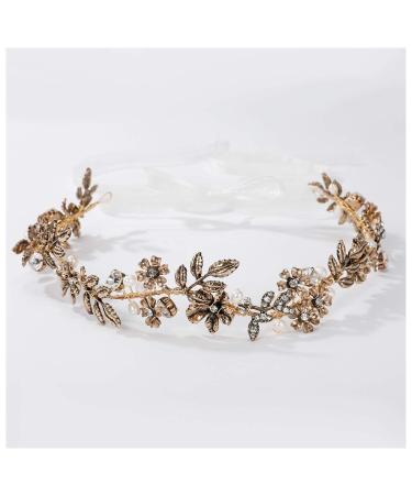 SWEETV Handmade Bridal Headpiece - Retro Gold Bridal Headband with Rhinestone and Pearl Accents - Buy Online on GoSupps.com