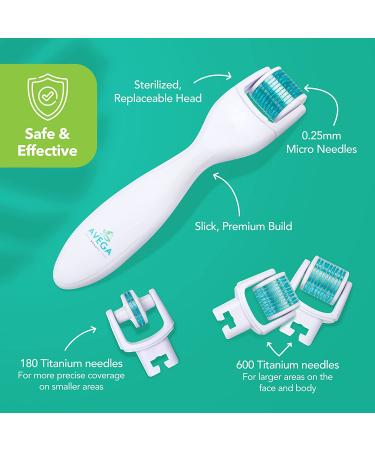 Derma Roller Kit for Face & Body - 0.25mm Microneedle Dermaroller Tool with 3 Replacement Heads - 600 Titanium Micro Needles - Includes Storage Case - Buy Online on GoSupps.com