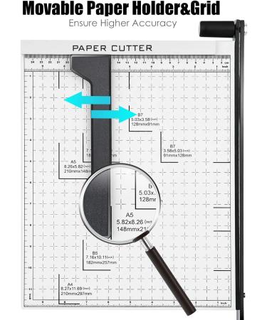 Paper Cutter Heavy Duty A4-B7  12" Cut Length Guillotine Paper Trimmer for Cardstock Metal Base  with Safety Blade Lock&Dual Guides  12 Sheets Capacity  for Home Office Classroom School (PureWhite) - Buy Online on GoSupps.com