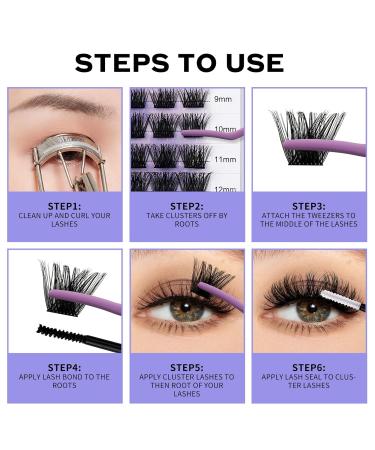 Shop Premium Cluster Lash Extensions Set | DIY Eyelash Kit with Bond & Seal (C3-D Curl 8-16 mm) - Buy Online on GoSupps.com