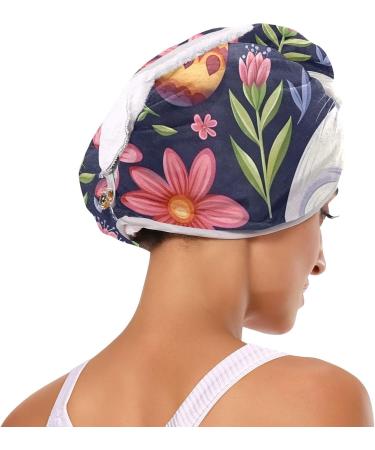 Rabbit Red Flowers Hair Towel 2 Pack | Super Absorbent Quick Dry Turbans for Women & Girls - Buy Online on GoSupps.com