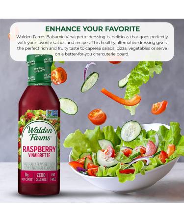 Walden Farms Raspberry Vinaigrette Dressing 12 oz (Pack of 2) - Sugar Free, 0g Net Carbs, Kosher Certified - Perfect for Salads, Pizza, Vegetables & Cocktails - Buy Online on GoSupps.com
