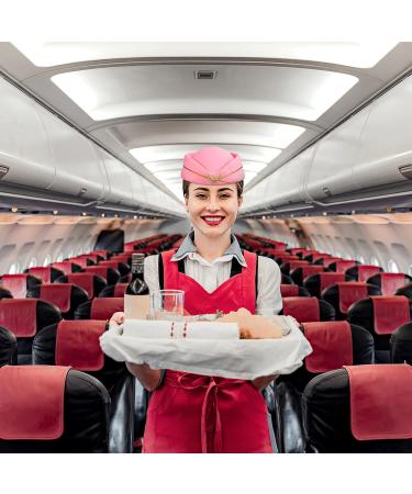 TENDYCOCO Women Stewardess Hat Felt Flight Attendant Air Hostess Hat Cosplay Costume Headwear Accessories for Halloween Party Supplies Pink One Size - Buy Online on GoSupps.com