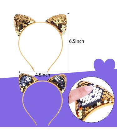 REQO 18 Pieces Cat Ears Headbands Set Cute Glitter Cat Head Accessories Flashing Girls Sequins Headdress Party Supplies For Night Clubs Raves Concert Party Christmas Halloween Adults Kids child - Buy Online on GoSupps.com