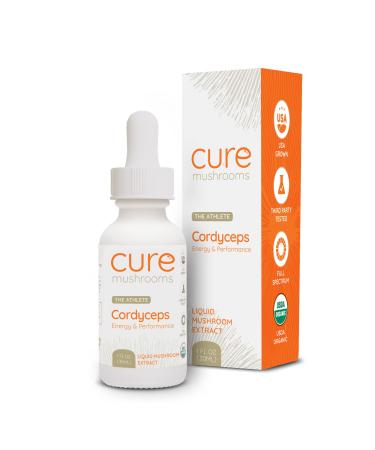 CURE MUSHROOMS Cordyceps Tincture - Organic Supplement Liquid Drops - Supports Energy & Performance - Promotes Respiratory Functions - 30 to 60 Servings (Cordyceps)