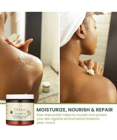 Desalu Naturals Pure Unrefined Shea Butter with Avocado, Almond, and Coconut Oil - 100% Natural African Shea Butter for All Skin Types - Buy Online on GoSupps.com