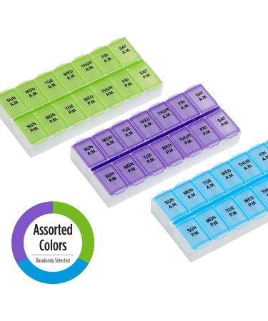 Ezy Dose Weekly AM/PM Pill Organizer - 7-Day Vitamin Case & Medicine Box (Pack of 3) - Medium Compartments for International Shipping - Buy Online on GoSupps.com