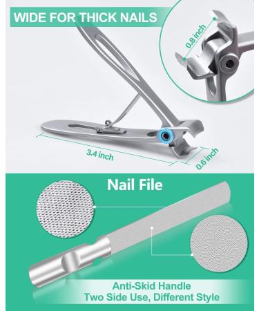 Softale Heavy Duty Stainless Steel Toenail Clippers for Thick and Ingrown Nails - Professional Podiatrist Toenail Nipper Set for Seniors - Includes Nail File - Black+Silver - Buy Online on GoSupps.com