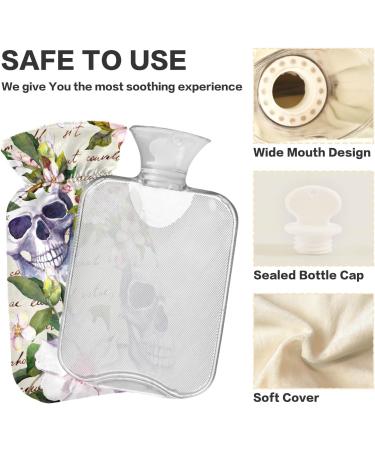 Skulls Flowers Dia de Muertos Hot Water Bottle | 1L BPA-Free Warm-Up Bag for Pain Relief & Therapy - Buy Online on GoSupps.com