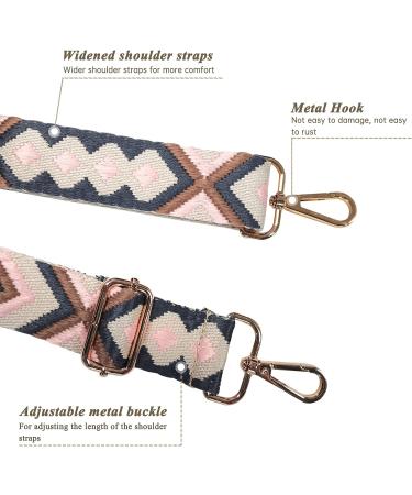 YAHUIPEIUS Purse Straps Replacement Crossbody Wide Shoulder Strap Bag Strap Adjustable Handbags Replacement Belts Rhombus Pattern 1.49Width (Gold Buckle-Dark Grey Pink) - Buy Online on GoSupps.com