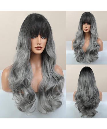 Buy Honybia Gray Ombre Wig - Long Synthetic Heat-Resistant Ponytail for Women | Perfect for Costumes & Parties - Buy Online on GoSupps.com