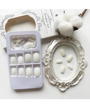 24Pcs Short Square White Press on Nails - Glossy Pure Color Acrylic False Nails for Women and Girls - Buy Online on GoSupps.com