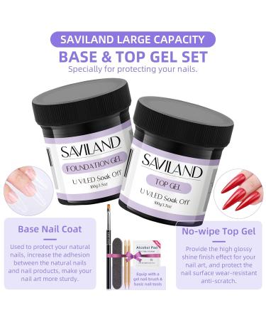 SAVILAND 100G Base & Top Gel Set - No-Wipe Glossy Nail Polish for Home Salon | UV LED Long-Lasting Coating - Buy Online on GoSupps.com