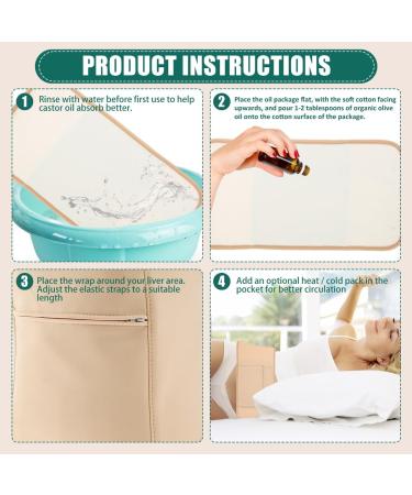 6 Pack Castor Oil Wrap Pack for Waist Thyroid Neck Knee Castor Oil Liver Wrap Pack Kit Castor Oil Wrap Organic Cotton Flannel Reusable Castor Oil Compress Wrap Pad for Liver Detox Inflammation (Style 2) - Buy Online on GoSupps.com