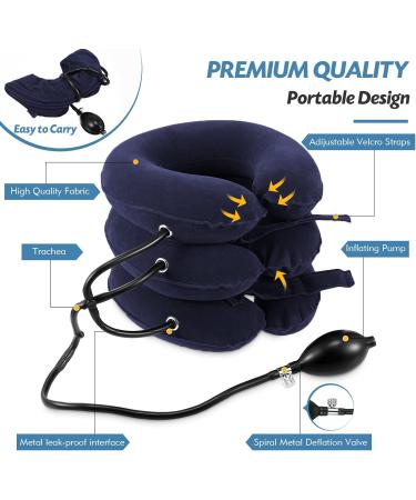 Buy Tkmars Adjustable Neck Traction Device - Inflatable Cervical Spine Relief for Travel & Office Painful Neck & Shoulder Support Blue - Buy Online on GoSupps.com