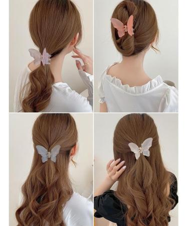 Transparent Butterfly Half Tied Hair Clip Back Spoon Clip Frosted Shark Clip Hair Clip FrostedButterfly-Tan - Buy Online on GoSupps.com