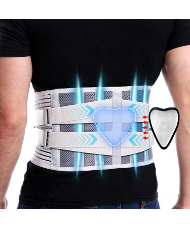 Back Support Belt Add Lumbar Pad for Men & Women Back Brace with 4 Stays and Lower Back Pain Relief Removable Breathable Anti-skid lumbar support belt for Herniated Disc Sciatica Scoliosis Medium(Fit waist:30"-37")