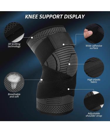 Ruilala Adjustable Knee Brace - Anti-Slip Compression Sleeve for Meniscus Tear, Arthritis, Tendinitis - Large Black - Buy Online on GoSupps.com