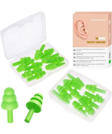 Ear Plugs Noise Reduction 10 Pairs Waterproof Reusable Silicone Earplugs for Sleeping Swimming Shooting Range Motorcycles Work SNR 32db Ear Plugs for Adults & Kids (Green) - Buy Online on GoSupps.com