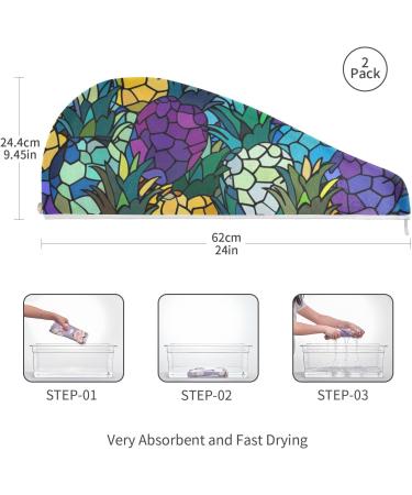 Buy Abstract Colorful Pineapple Hair Towels - Super Absorbent Quick Dry 2 Pack for Women & Girls - Buy Online on GoSupps.com
