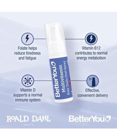 BetterYou MultiVit Junior Daily Oral Spray - 1-month Supply with 14 Essential Nutrients for Kids in Collaboration with The Roald Dahl Story Company - Buy Online on GoSupps.com