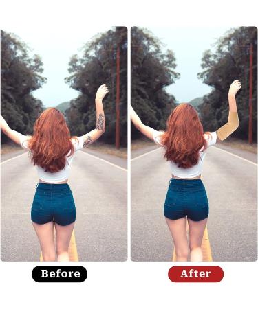 Mozeat Tattoo Sleeve Cover Up - 2 Pairs Forearm Tattoo Sleeves for Women and Men, Nude Color, 7.9 X 3.9 Inch - Buy Online on GoSupps.com