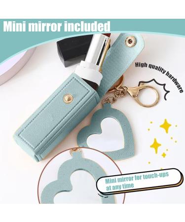 Buy 2PCS Lipstick Case with Heart Mirror | Portable Lip Balm Holder & Keyring Pouch for Women - Perfect Gift - Buy Online on GoSupps.com