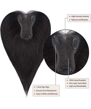 Mofasal 10 Inch Human Hair Topper for Thinning Hair Women - Swiss Base Real Hair Clip-in Topprs 1B# (Near Black) - Buy Online on GoSupps.com