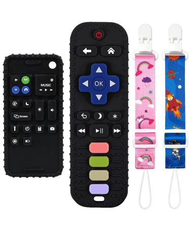 Ausener Baby Teething Toys 0-6 Months  Baby Phone Toys 6 to 12 Months  Silicone Baby Remote Control Toy Teether  Baby Toy Remote Teether  Cell Phone Teether Chew Toy for Baby  Toy Cell Phone for Baby Mixed/Black
