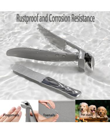 Nail Clipper Angled Head Long Handled Toenail Clipper for Seniors Thick Nails Premium Steel Nail Cutter Trimmer with Metal Nail File for Men and Women (Silver) - Buy Online on GoSupps.com
