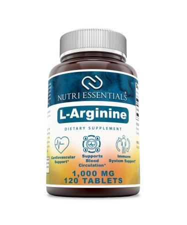 Nutri Essentials L-Arginine 1000 Mg 120 Tablets Dietary Supplement - Supports Cardiovascular Health - Supports Immune System Functions - Promotes Blood Circulation
