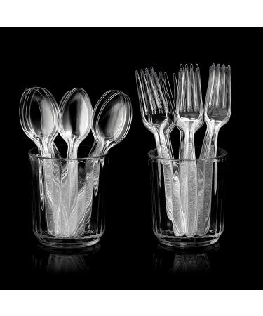 Clear Plastic Cutlery Set BPA Free Bulk Pack 120 Pcs Plastic Utensils Heavy Duty 60 Plastic Forks and 60 Spoons Sets forparty Gathering Dinners Take-Out Food Services Catering - Buy Online on GoSupps.com