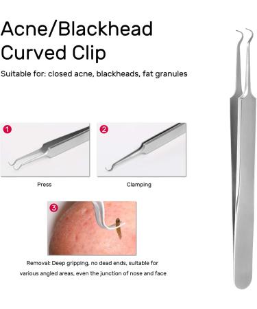 Blackhead Remover Tool JOLIFILE Upgraded 9 Pcs Pimple Popper Tool Kit Extractor Tools with Tweezers Removal Comedone Whitehead Set Large Size-Silver - Buy Online on GoSupps.com